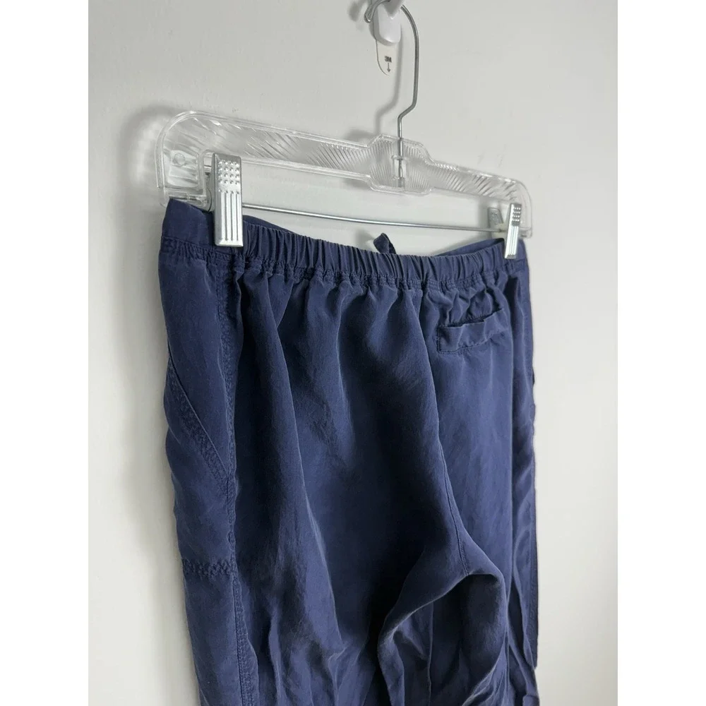 Tommy Bahama Navy Blue 100% Silk Relaxed Fit Loose Mid-rise Jogger Pants Sz XXS